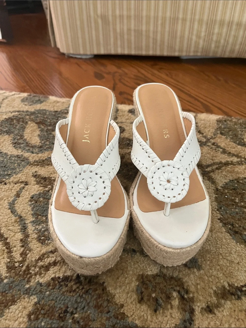 White Espadrille Wedge Sandals - Women
